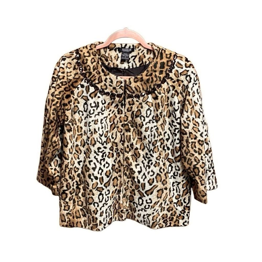 Moka Sport Cheetah 3/4 Sleeve Crop Jacket Size Small